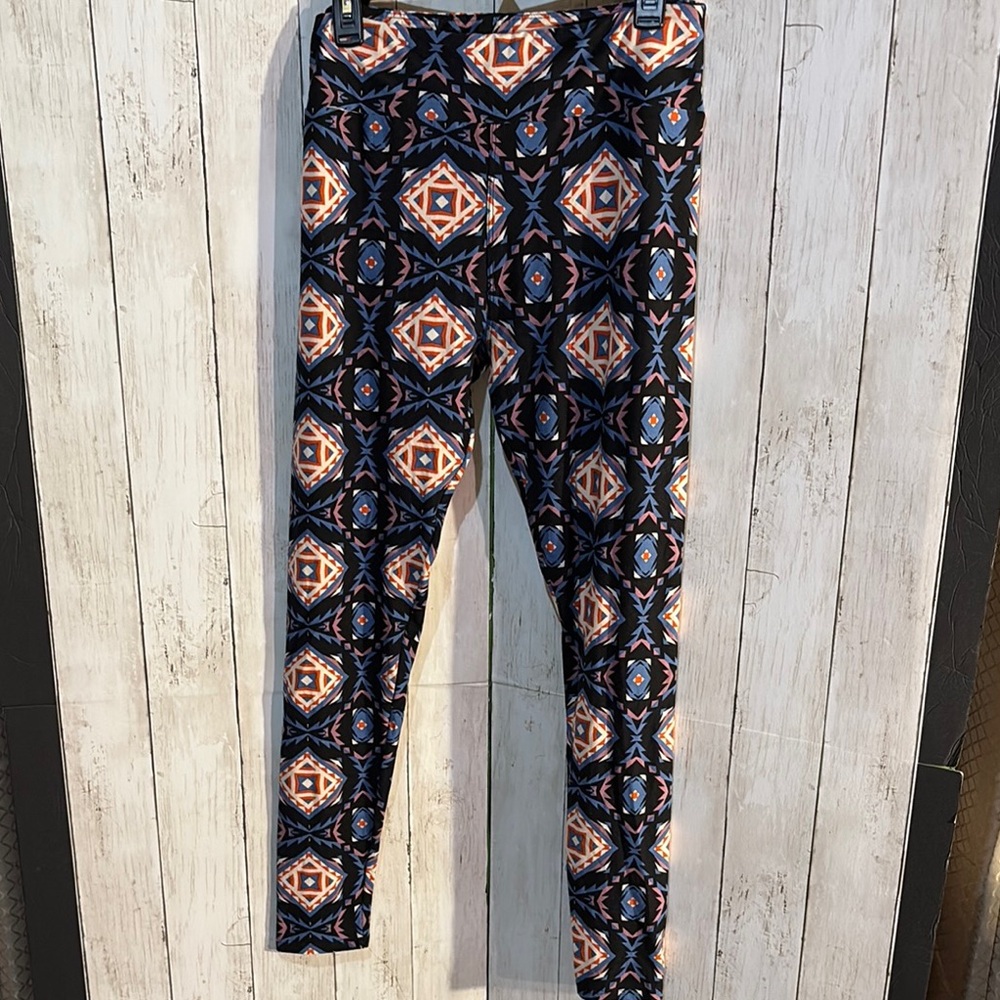 LuLaRoe Vibrant Blue and Orange Leggings with Stretchy Comfort